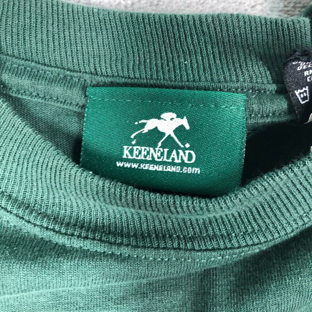 Keeneland Racetrack Tshirt Unisex Green Small Long Sleeve Spellout Horse Racing - Picture 4 of 8